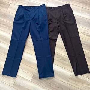 Lot of 2 Paul Fredrick Men's Pleated Dress Pants Size 38 Navy Cotton Brown Wool